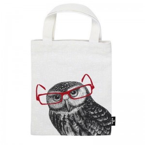 Τσάντα Βιβλίου Υφασμάτινη Owl Red Glasses Cat 23x20