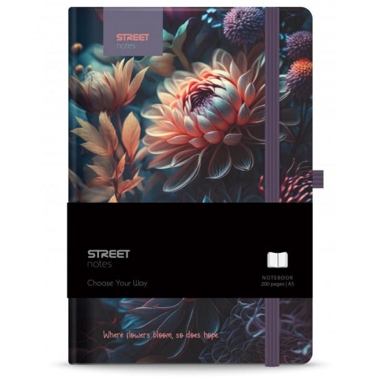 Σημειωματάριο Με Λάστιχο Flowers Blossom Β5 96σελ Ριγέ 80gr